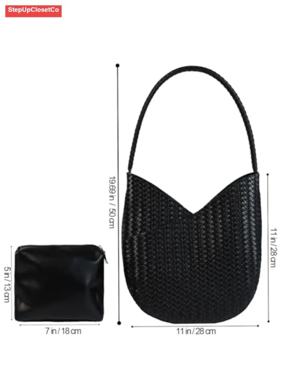 Imitation Woven Leather Hobo Bag Top-Handle Shoulder Tote for Women
